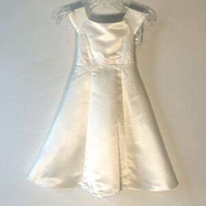 Ya Ya Fairies SZ 2 Ivory Satin Full Length Dress Flower Girl Formal Wedding